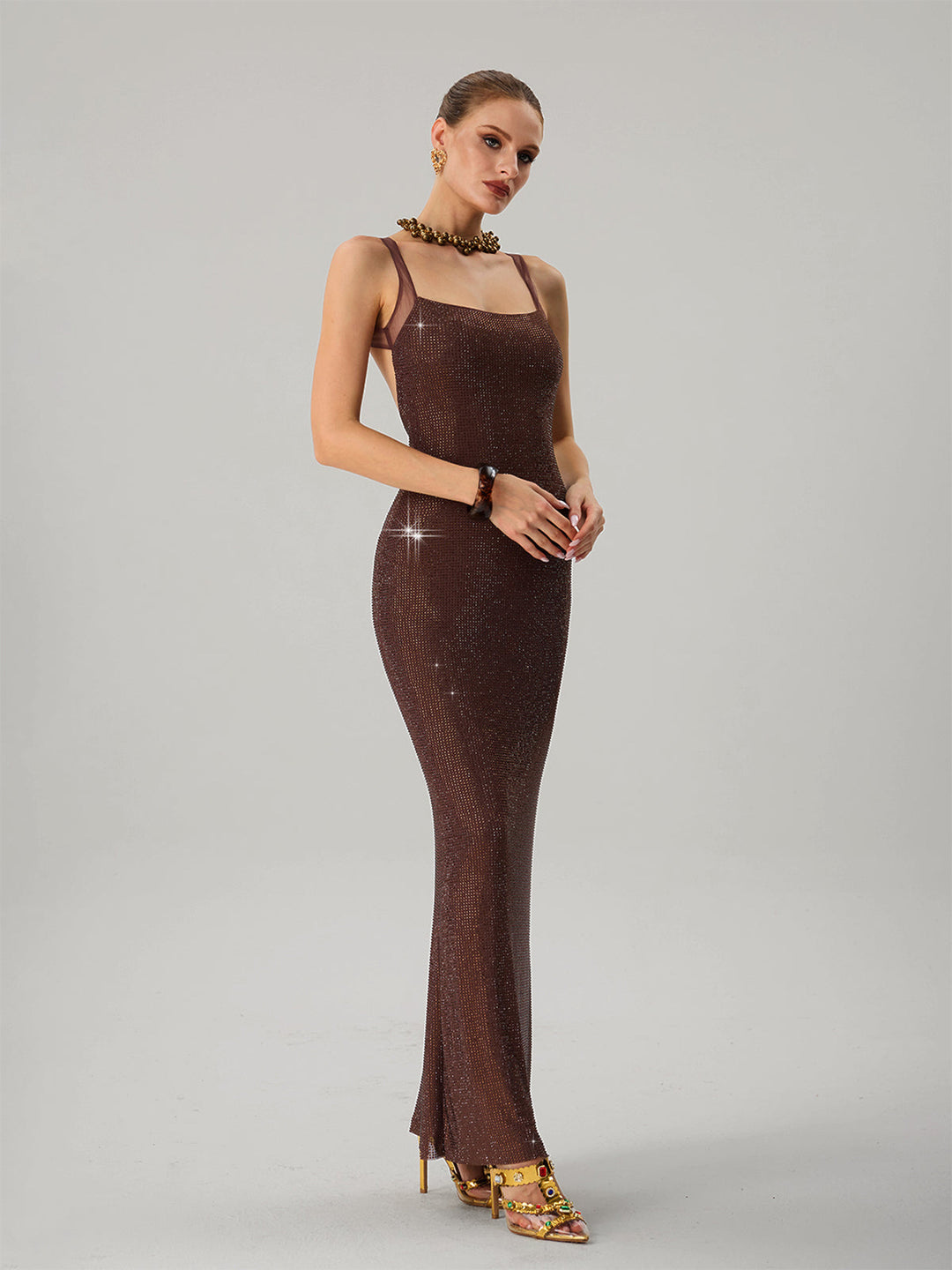 Damen Glamouröses Abendkleid mit funkelnden Pailletten und taillierter Silhouette Drune