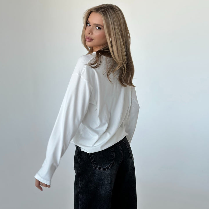 Damen Langarmshirt mit Knopfdetails und lässigem Schnitt Drune