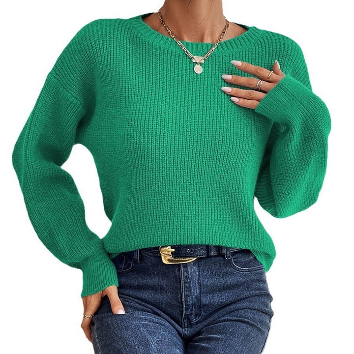 Damen lässiger Strickpullover mit lockerer Passform und eleganten Rippdetails Drune