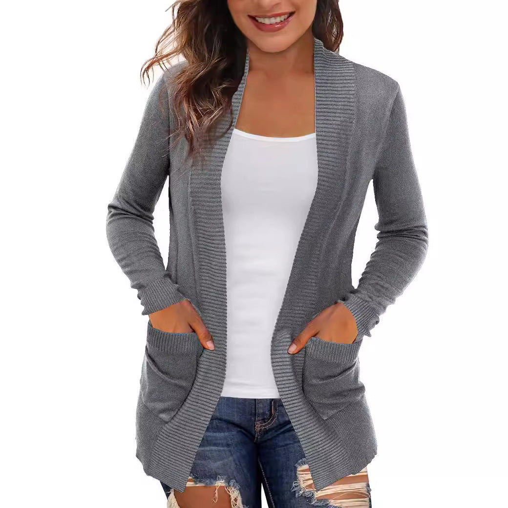Damen Langärmliger Strickmantel Drune
