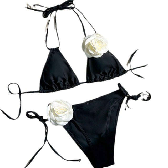 Damen Triangel-Bikini mit Blumenapplikation Drune