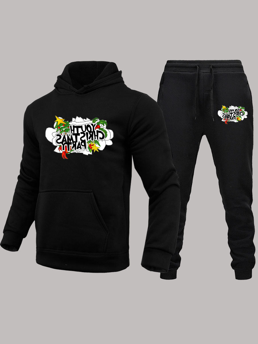Damen Hoodie und Jogginghose Set mit kreativem Weihnachtsmotiv Drune