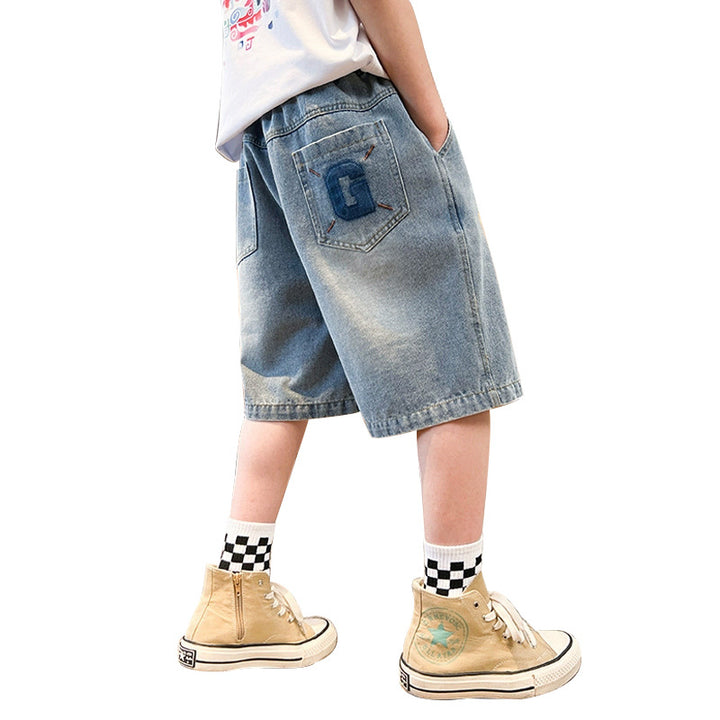 Jungen lässige Denim-Shorts mit kreativen Applikationen Drune