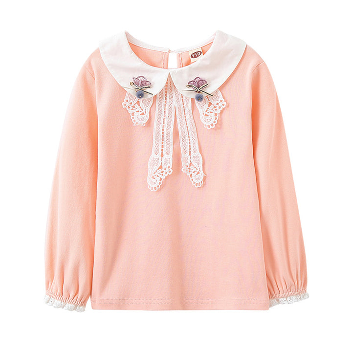 Damen elegante Bluse mit Spitzenapplikationen Drune