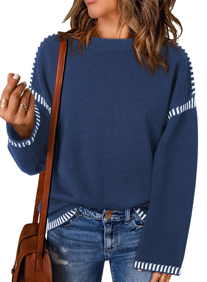 Damen lässiger Pullover mit Streifenakzenten Drune