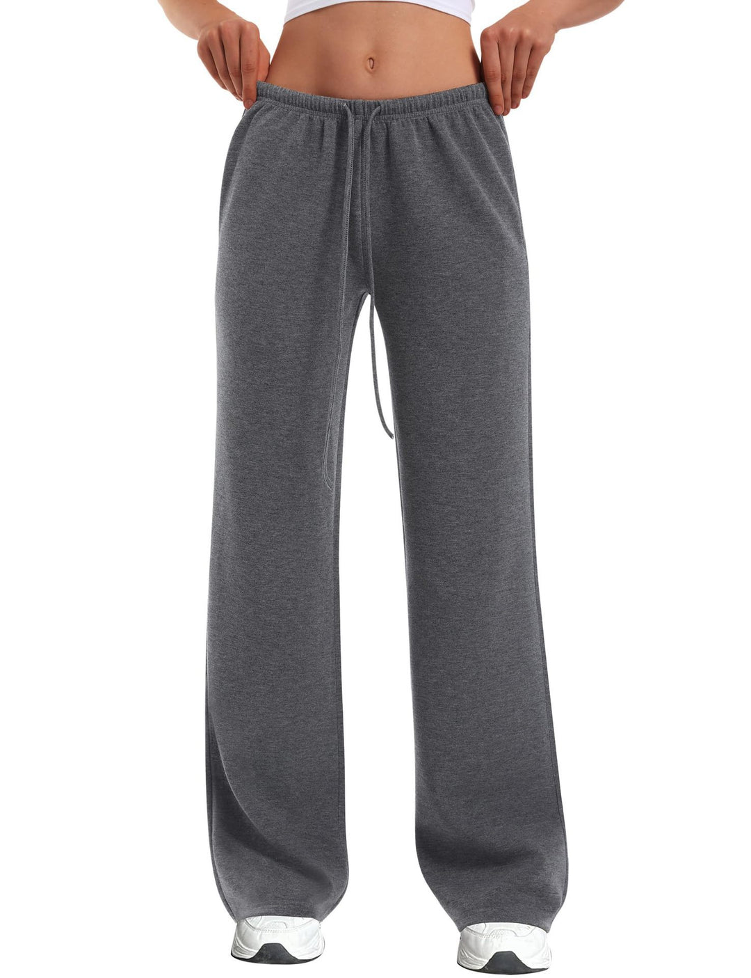 Damen nan hochgeschnittene weite Jogginghose mit elastischem Komfortbund und Kordelzug Drune
