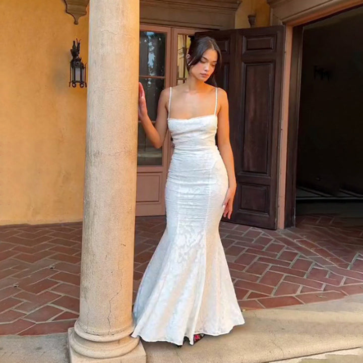 Damen Elegantes Enthüllendes Abendkleid mit Rückenschnürung Drune