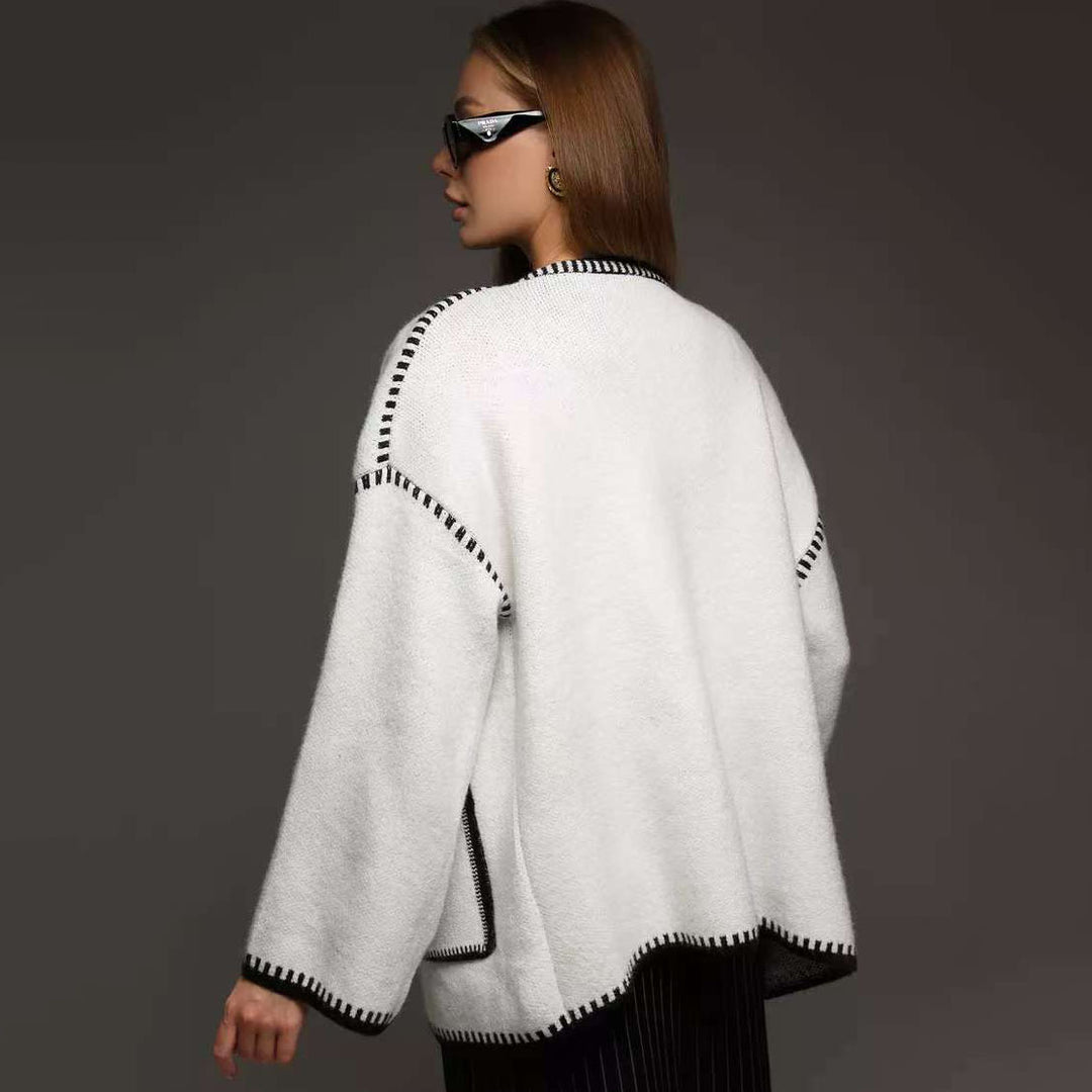 Damen Strickjacke mit weitem Schnitt und dekorativem Gürtel Drune