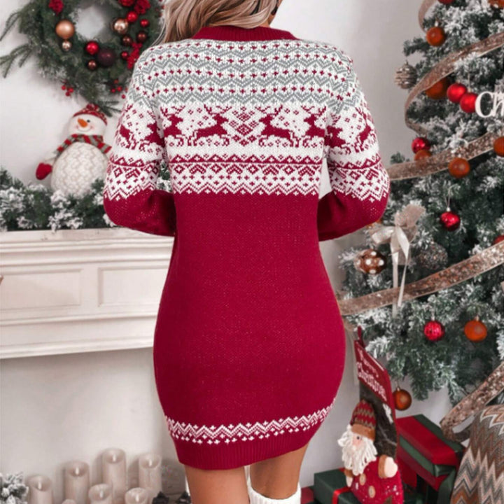 Damen Strickkleid mit festlichem Norweger-Muster Drune