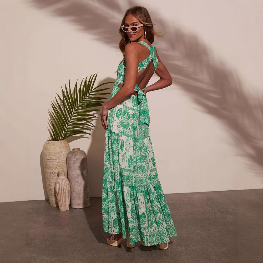 Damen Maxikleid mit fröhlichem Blumendesign und luftiger Passform Drune