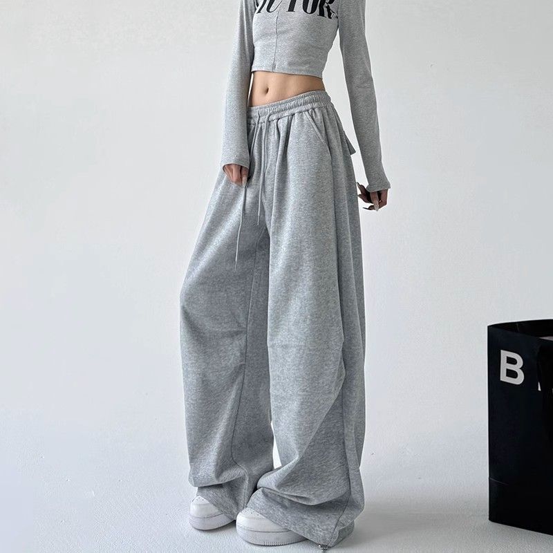 Damen nan weite Jogginghose mit extra weitem Bein und Kordelzugbund aus French Terry Drune