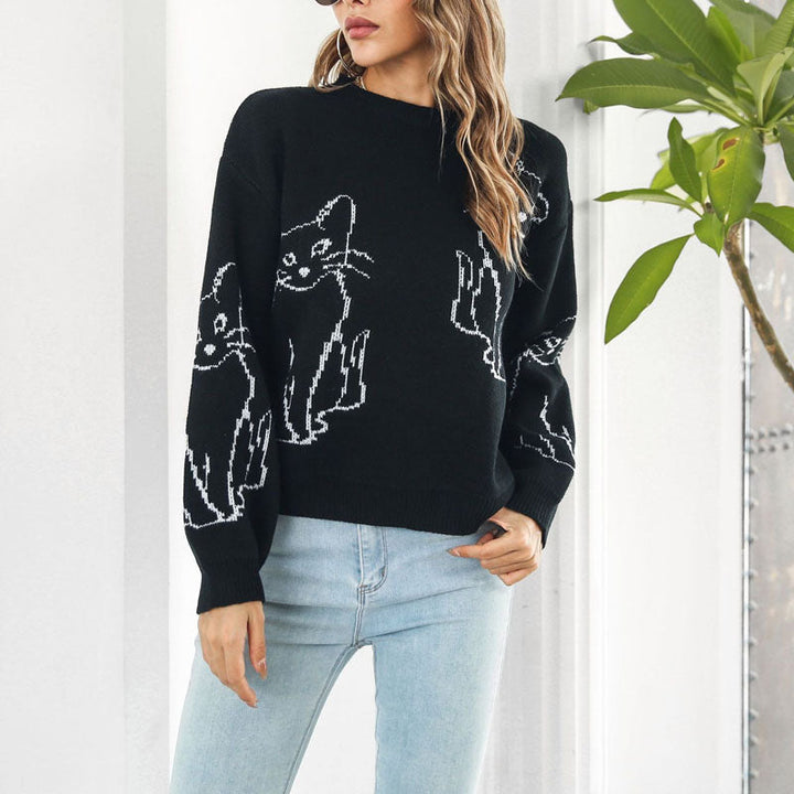 Drune | Strick mit Katzenmuster