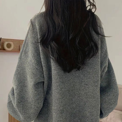 Damen Oversized Strickpullover mit eleganten Puffärmeln und modernem Design Drune