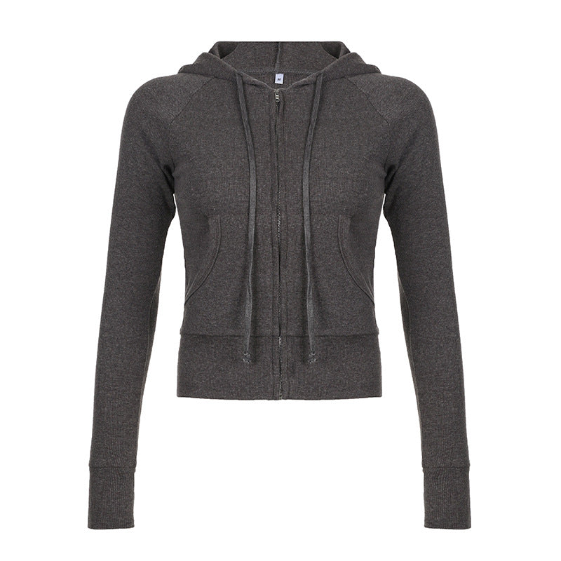 Damen nan taillierte Bomberjacke mit breitem Rippenbund, zwei Schrägtaschen und dekorativen Reißverschluss-Details Drune