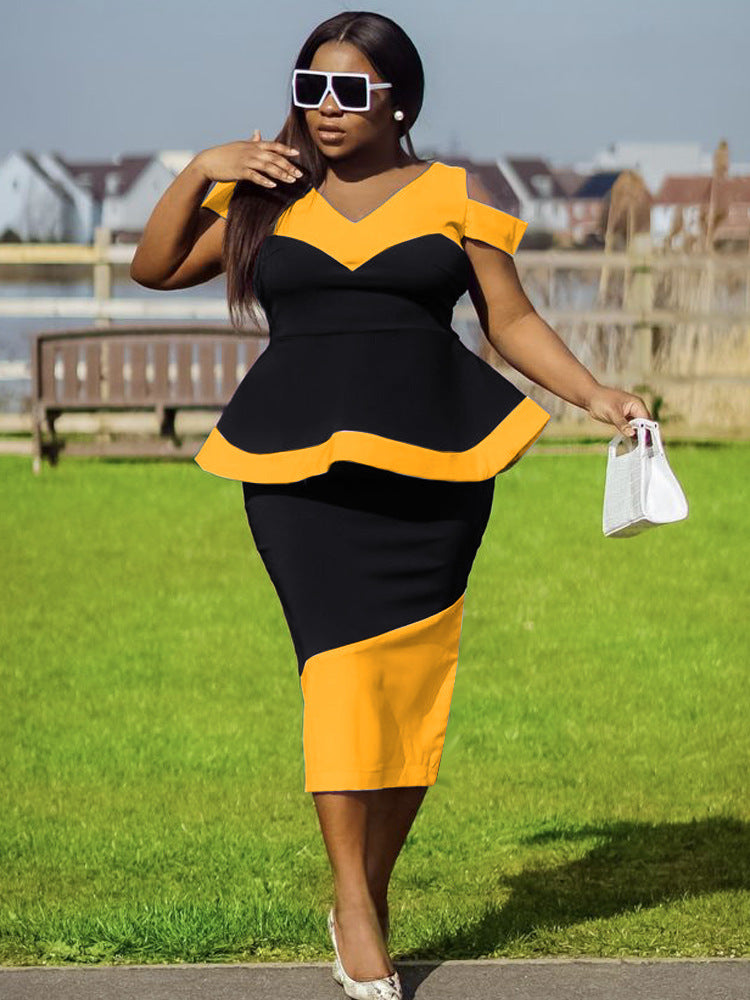 Damen Figurbetontes Peplum-Kleid Drune