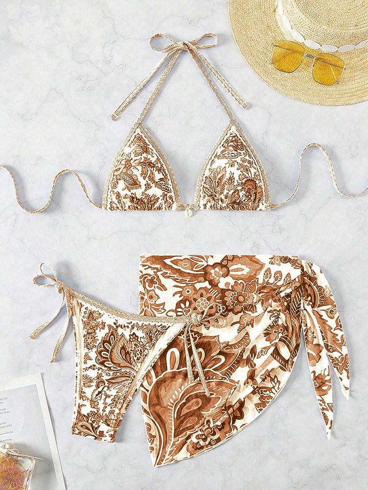 Damen Triangel-Bikini-Set mit elegantem Wickelrock Drune