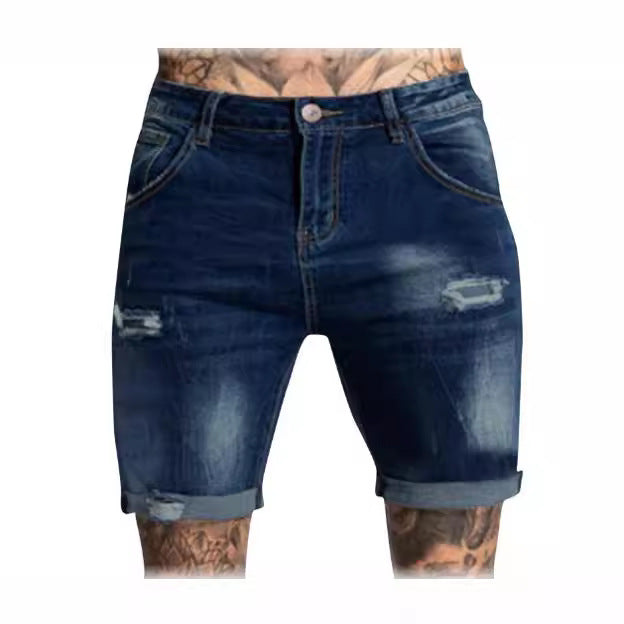 Herren Destroyed Jeansshorts Drune