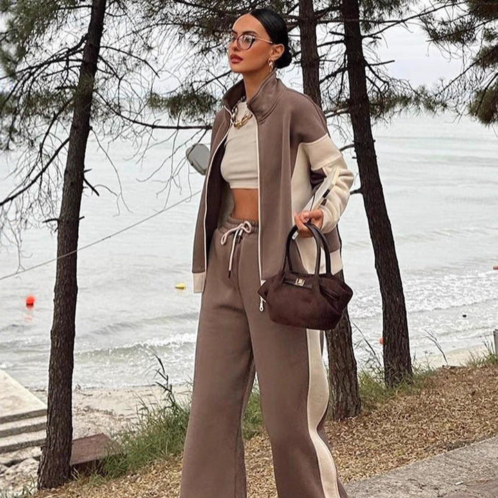 Damen sportliches Loungewear-Set mit Jacke und weiten Hosen Drune