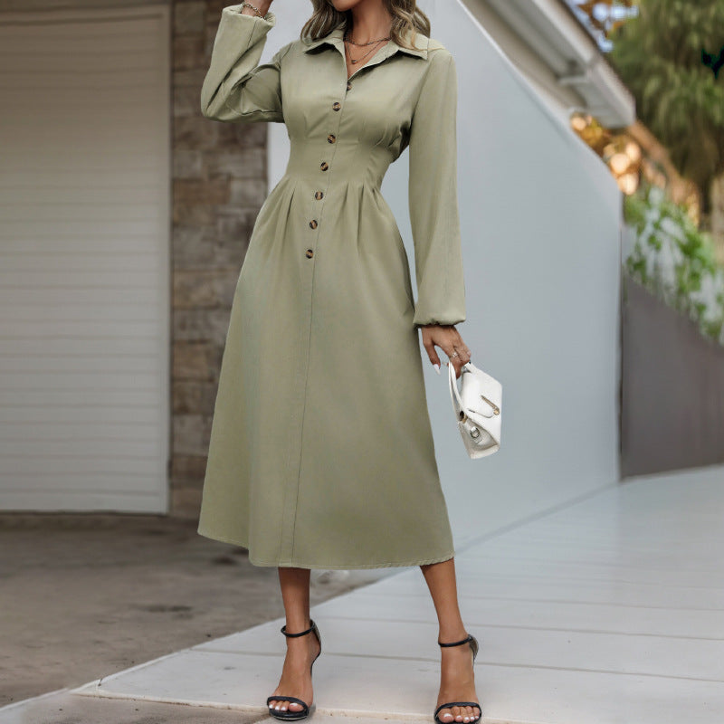 Damen Hemdblusenkleid mit Knopfdetails und taillierter Silhouette Drune