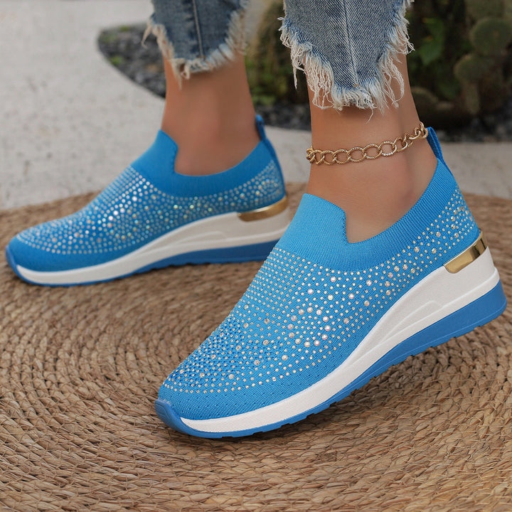 Damen Glitzernde Slip-On Sneakers mit bequemer und dämpfender Sohle Drune