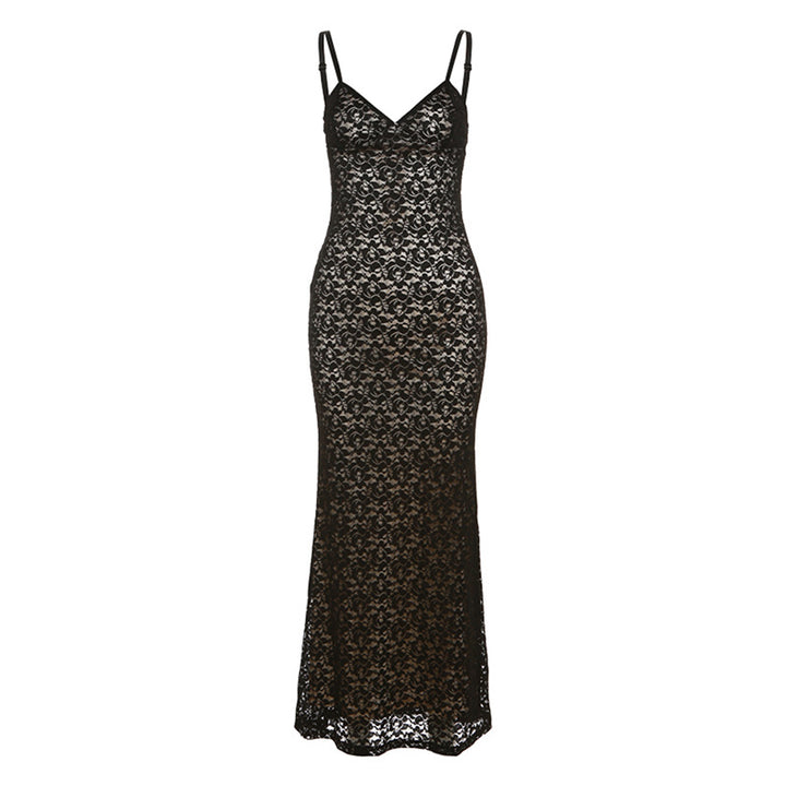 Damen Spitzenkleid mit zarten Spaghettiträgern und fließendem Schnitt Drune