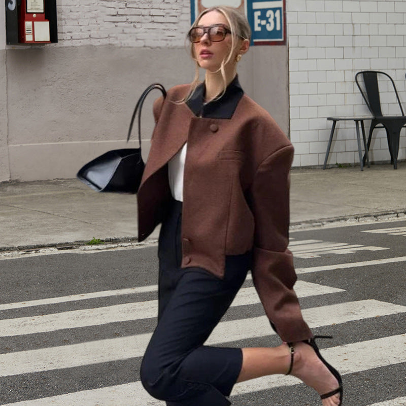Damen modische cropped Jacke mit eleganten Knopfdetails Drune
