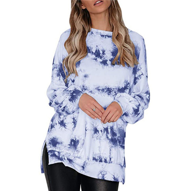 Damen lässiger Oversized Pullover mit modernem Batikdesign Drune