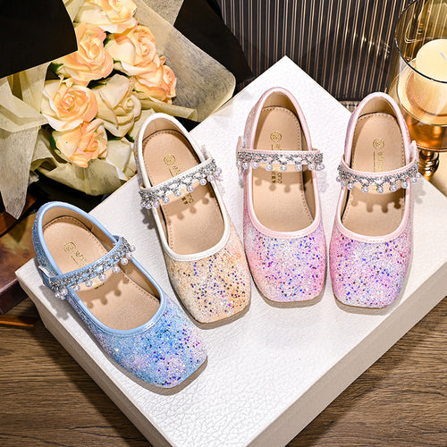 Mädchen Glitzernde Mary Jane Ballerinas mit Perlen und Schleifendekor Drune