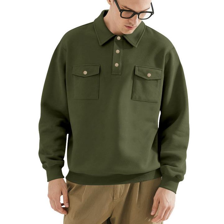 Herren lässiger Pullover mit praktischen Pattentaschen Drune