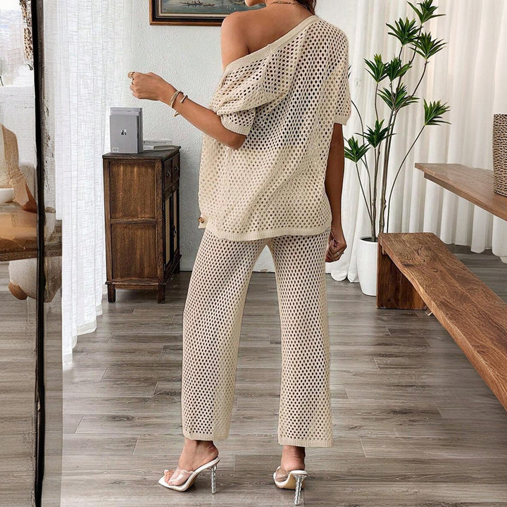 Damen luftiges Netz-Set mit knöpfbarem Cardigan Drune
