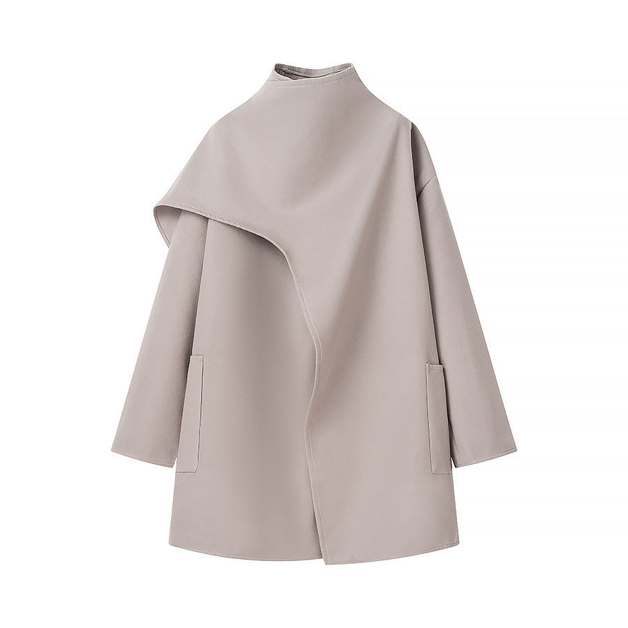 Damen Modische Überjacke mit asymmetrischem Schnitt und praktischen Taschen Drune