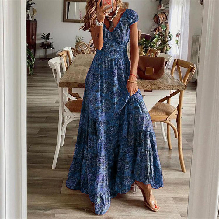 Damen Maxikleid mit Boho-Design und schwingendem Abschluss Drune