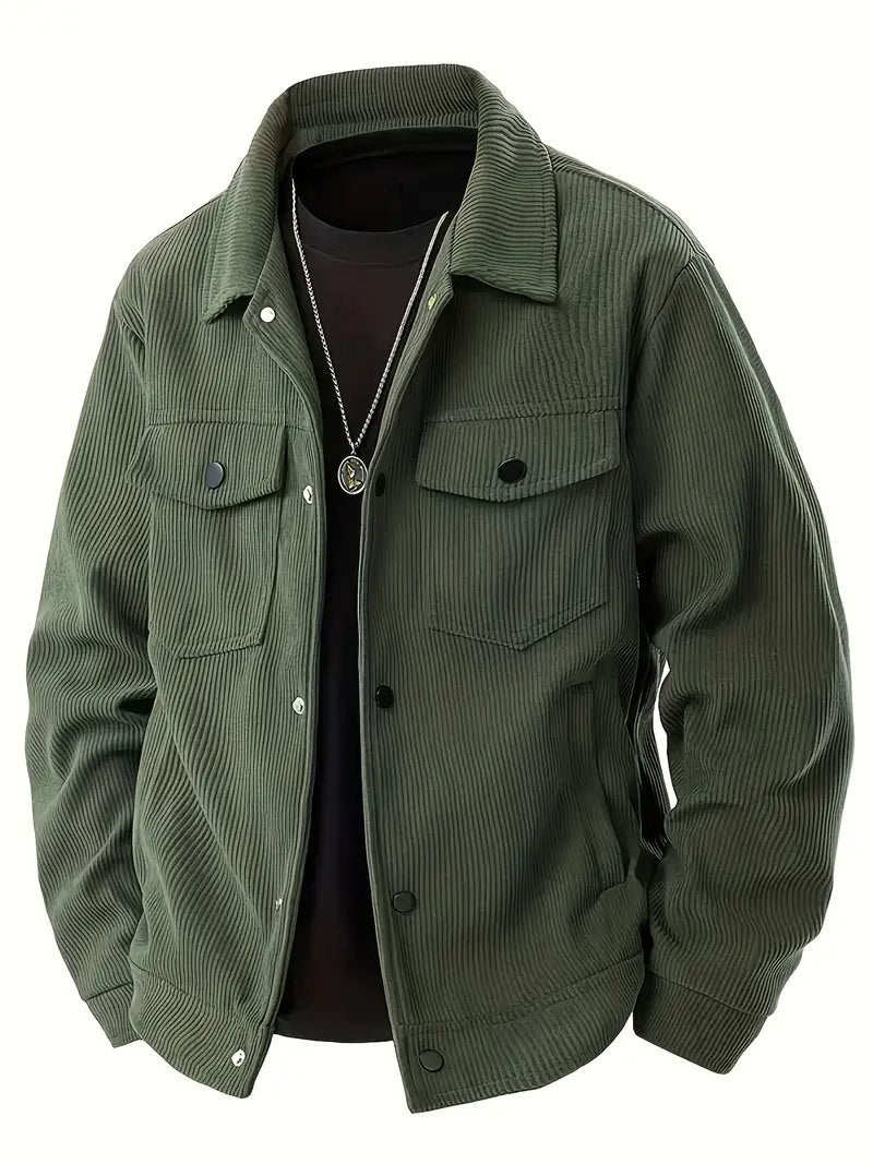 Herren nan Cordjacke im klassischen Arbeiterjacken-Schnitt mit Druckknöpfen und Brusttaschen Drune