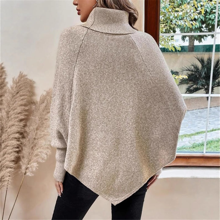 Damen Oversized Strickpullover mit Rollkragen und Knopfdetails Drune