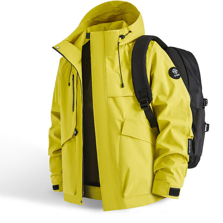 Herren technische Allwetterjacke mit praktischen Taschen und verstellbarem Kragen Drune