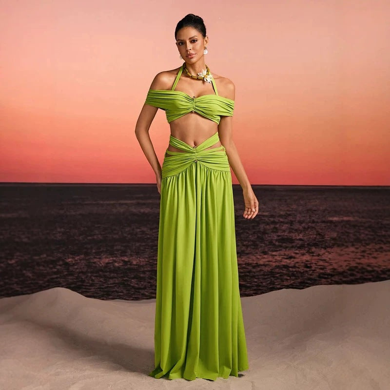 Damen Maxi-Kleid mit raffiniertem Cut-Out und dekorativem Drapierung Drune