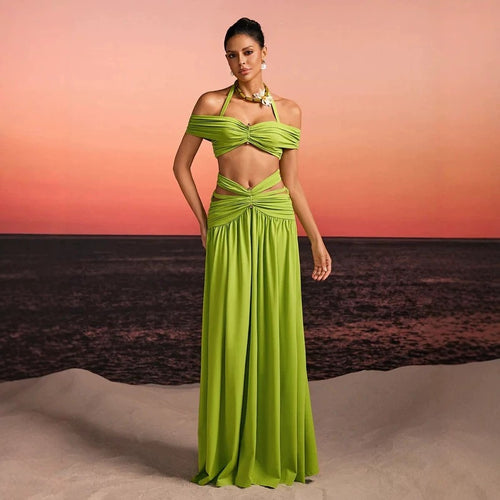 Damen Maxi-Kleid mit raffiniertem Cut-Out und dekorativem Drapierung Drune