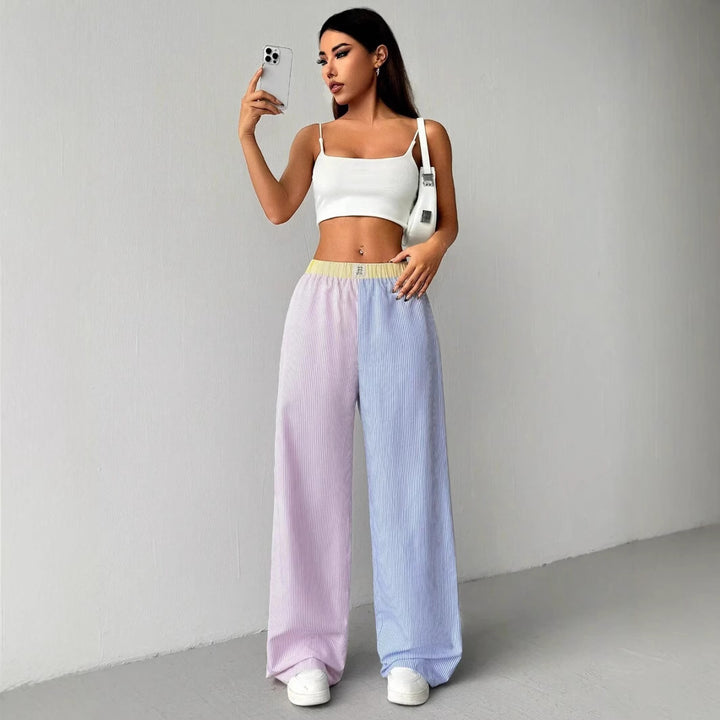 Damen weite Sweatpants mit gestreiftem Design und elastischem Bund Drune
