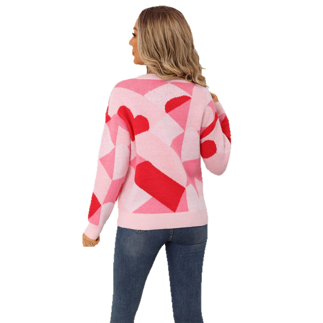 Damen modischer Pullover im kreativen geometrischen Muster Drune