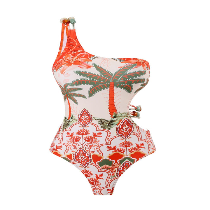 Damen Einteiler Badeanzug mit modischem Cut-Out und passendem Strandrock Drune