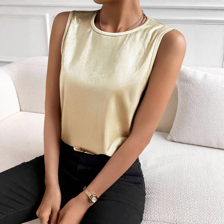 Damen Elegantes ärmelloses Oberteil aus schimmerndem Stoff Drune