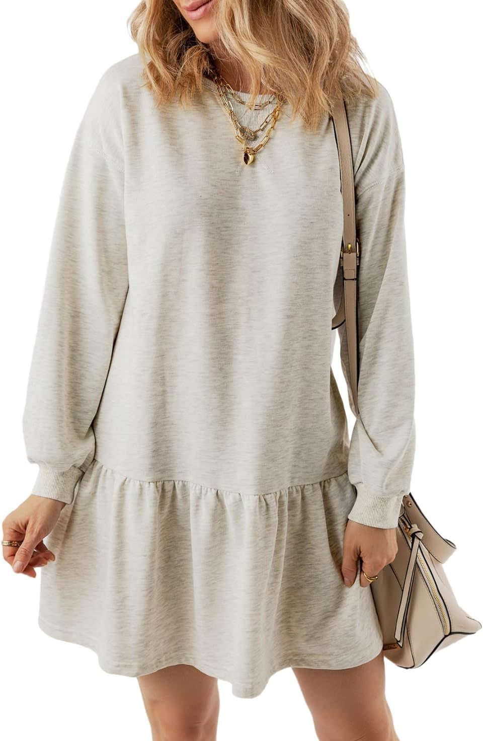 Damen Pulloverkleid mit Volant-Saum und lässigem Schnitt Drune