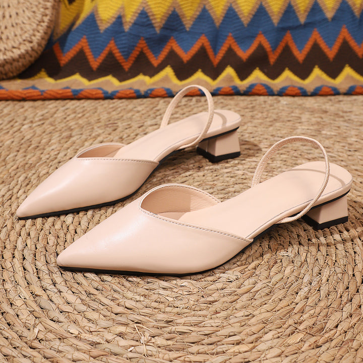 Damen Slingback Spitzen Einlage Ballerinas mit Blockabsatz Drune