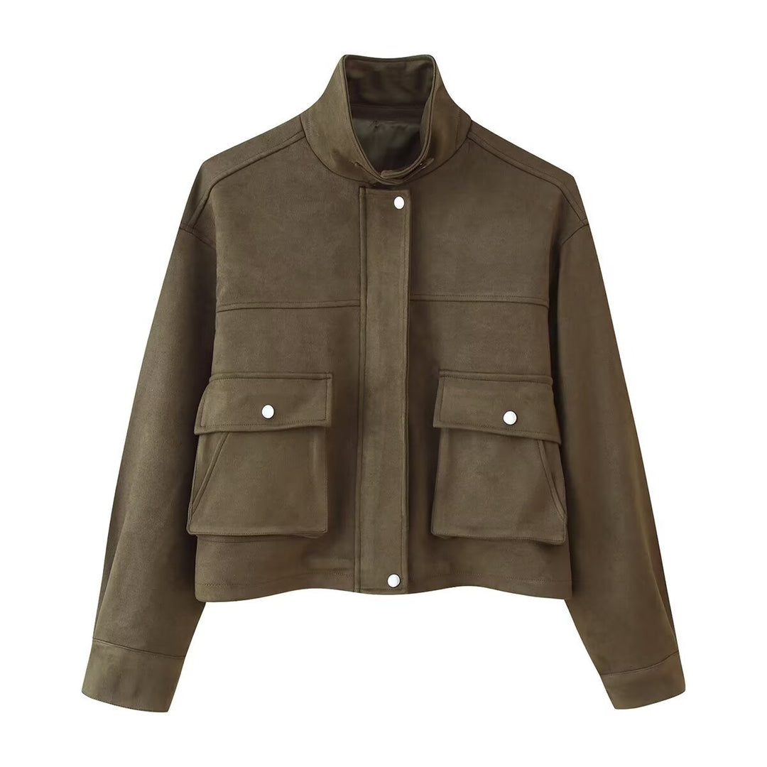 Damen Stilvolle Kurzjacke mit aufgesetzten Taschen Drune