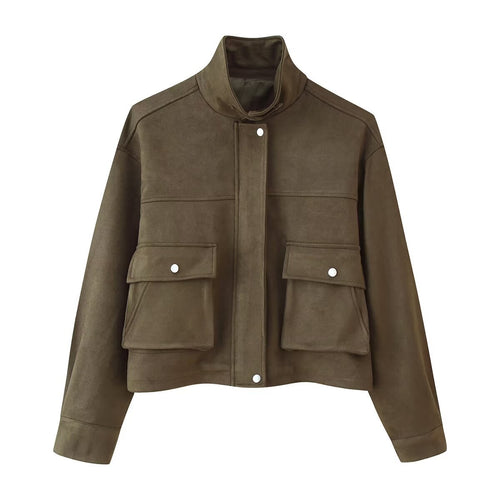 Damen Stilvolle Kurzjacke mit aufgesetzten Taschen Drune