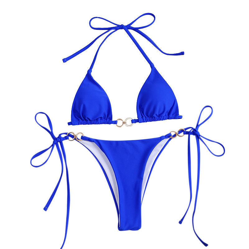 Damen Triangel-Bikini mit verspielten Schnürdetails und eleganten Ringen Drune