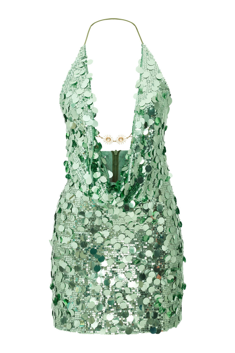 Damen Glitzerndes Minikleid mit tiefem V-Ausschnitt und Troddel-Applikationen Drune