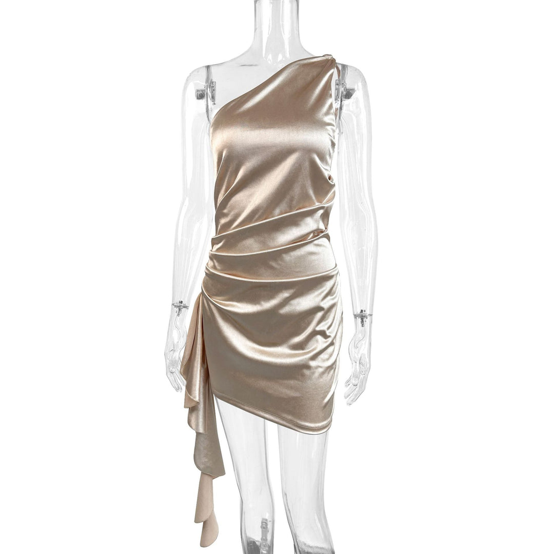Damen Cocktailkleid mit asymmetrischem Schnitt und drapierten Details Drune