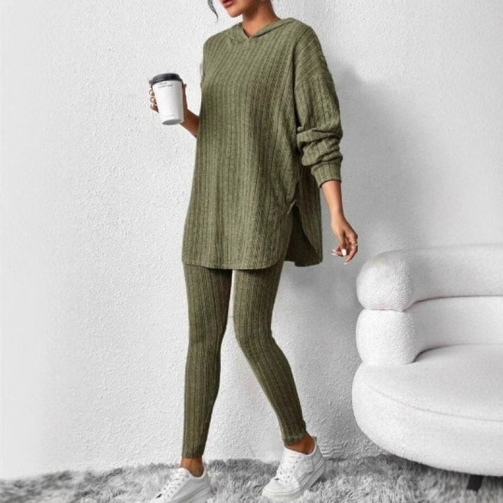 Damen Bequemes Lounge-Set mit Kapuze und schmalen Hosen Drune
