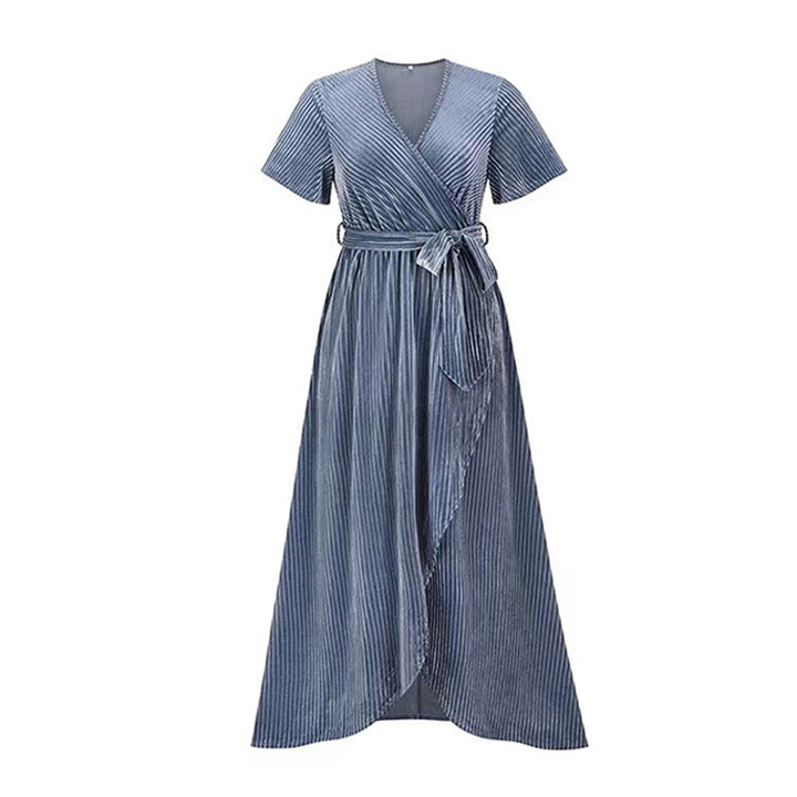 Damen Maxikleid mit Wickeldesign und Taillengürtel Drune